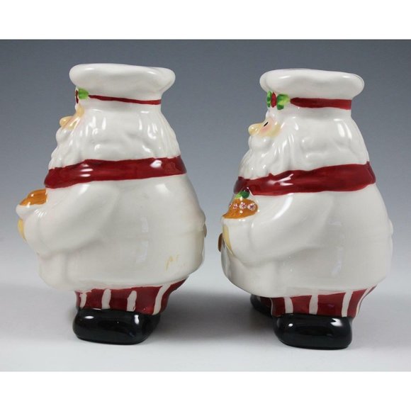 CIB Santa Chef Salt & Pepper Shaker Set Hand Painted Ceramic w/Box - Picture 5 of 9